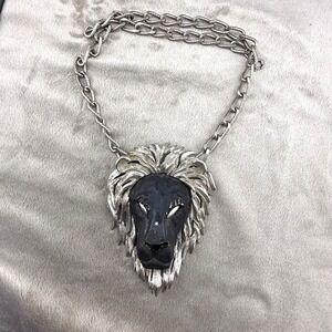 Vintage Razza Black Lion Pendant Necklace‎ 24" READ